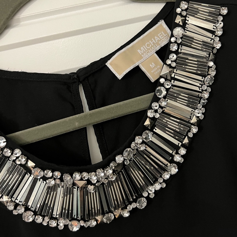 Michael Kors top with decorative crystal “bling” scoop neck